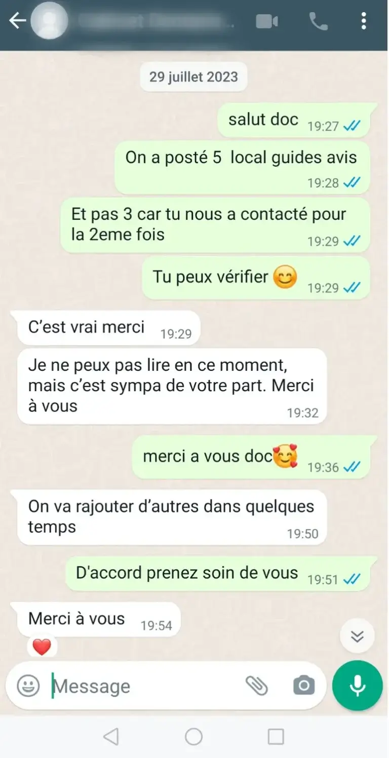 Testimonianza cliente con miglioramento della valutazione Google