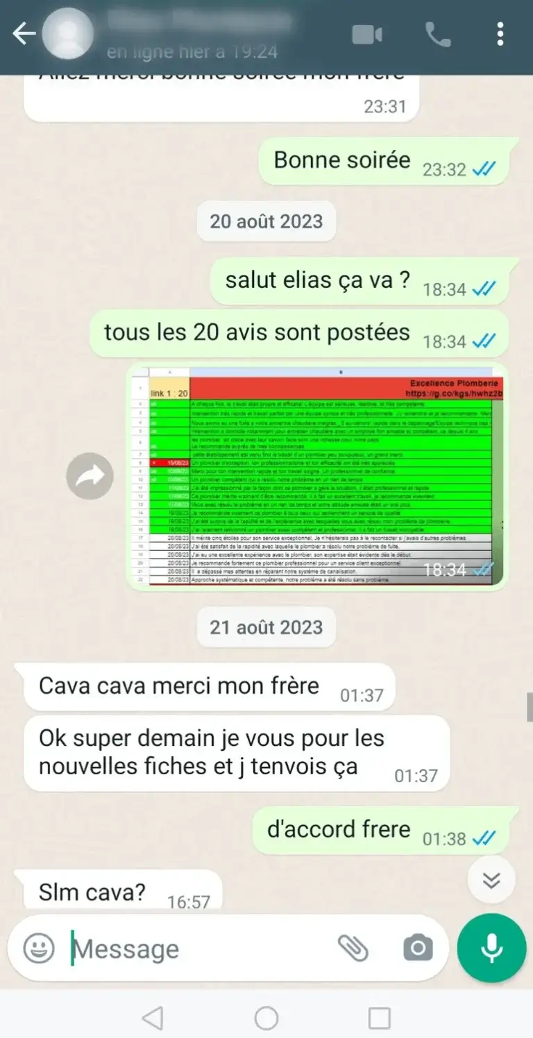 Risultato cliente dopo ordine di recensioni su Google Maps